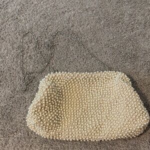 Elegant Cream Beaded Clutch